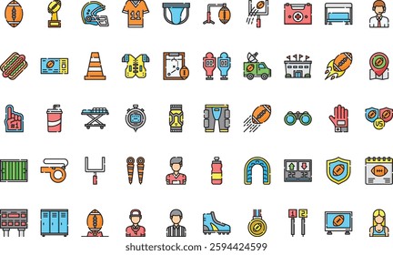 American football icons High-Quality Vector Icons Collection with Editable Stroke. Ideal for Professional and Creative Projects.