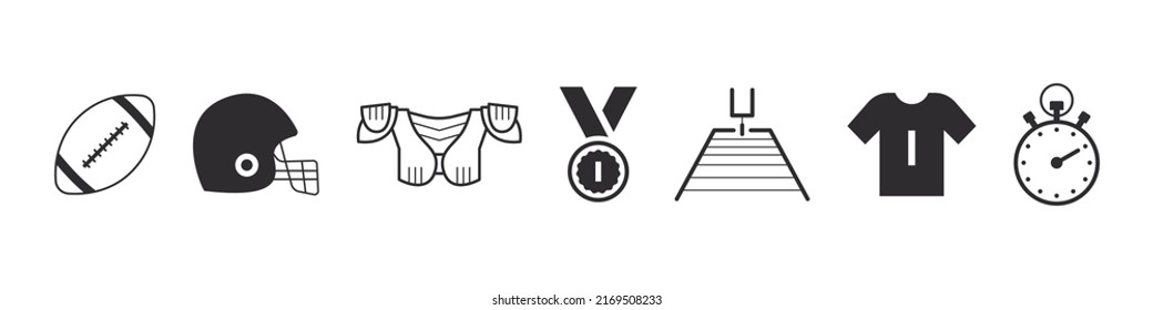 American football icons set. Football signs. American football elements for design. Vector icons