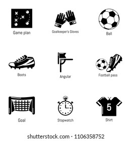 American football icons set. Simple set of 9 american football vector icons for web isolated on white background