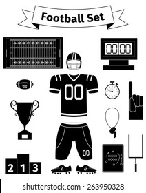 American football icons set, vector illustration