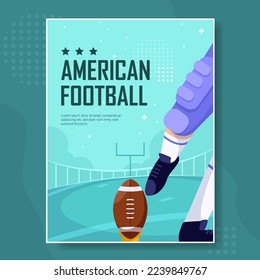 American Football Illustration Poster with Rugby Player. 