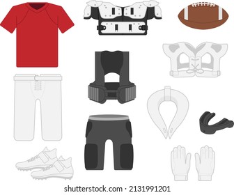 American football illustration tool set material.
