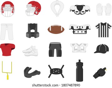 American football illustration tools set material