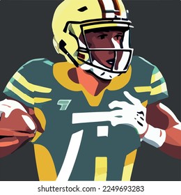 American Football Illustration Vector Cartoon Drawing. Football