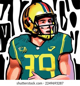 American Football Illustration Vector Cartoon Drawing. Football
