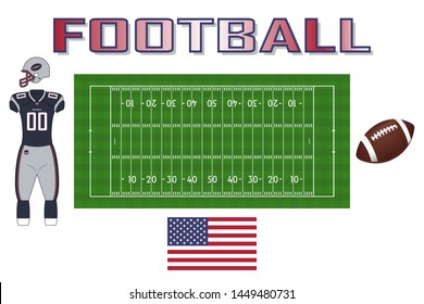 American Football Items Collection Isolated