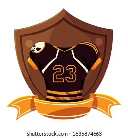 american football jersey on shield vector illustration design
