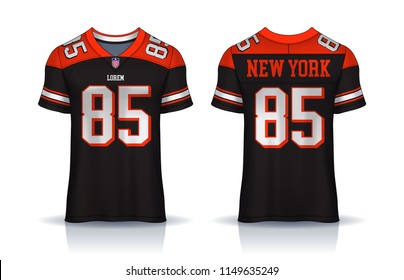 American Football Jersey,t-shirt Sport Design Template.uniform Front And Back View.