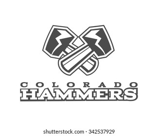 American football label. Hammer logo element innovative and creative inspiration for business company, sport team, university championship etc. Usa sports emblem. Vector illustration