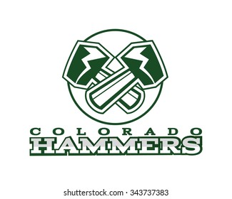 American football label. Hammer logo element and creative inspiration for business company emblem, sport team, university championship etc. Usa sports badge. Vector.