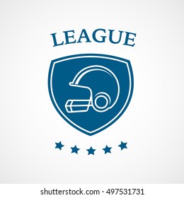 American Football League Emblem Blue Flat Icon On White Background