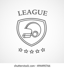 American Football League Emblem Line Icon On White Background