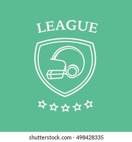 American Football League Emblem Line Icon On Green Background