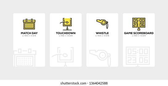 AMERICAN FOOTBALL LINE ICON SET