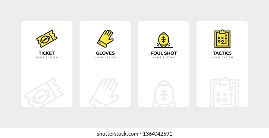 AMERICAN FOOTBALL LINE ICON SET