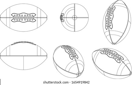 American Football Line Vektorillustration. Die Figur des dritten Winkel und die isometrischen Zeichnungen.