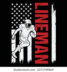 American Football Lineman Offensive Player Us Flag Gift T-shirt