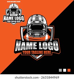 American football logo badge vector isolated. American football concept for stamps and emblems templates. Helmets for playing American football