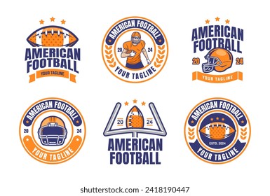 American football logo badges vector. Football logos collection. American football league labels, emblems and design elements