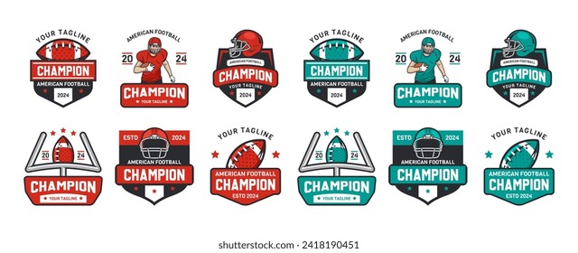 American football logo badges vector. Football logos collection. American football league labels, emblems and design elements