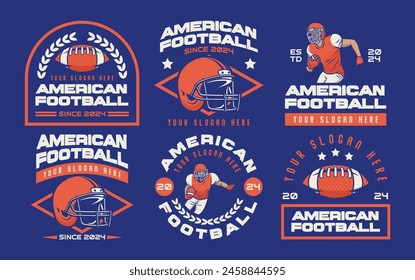 American football logo badges vector bundle. Football logos collection. American football league vintage labels, emblems and design elements