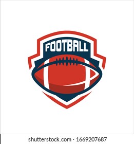 American football logo design. Rugby emblem championship template, club, tournament, isolated on white background, emblem, designs with ball. Sport badge vector illustration