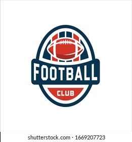 American football logo design. Rugby emblem championship template, club, tournament, isolated on white background, emblem, designs with ball. Sport badge vector illustration