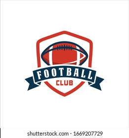 American football logo design. Rugby emblem championship template, club, tournament, isolated on white background, emblem, designs with ball. Sport badge vector illustration