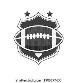 American football logo design. Rugby emblem championship template, club, tournament, isolated on white background, emblem, designs with ball. Sport badge vector illustration