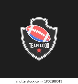 American football logo design. Rugby emblem championship template, club, tournament, isolated on white background, emblem, designs with ball. Sport badge vector illustration