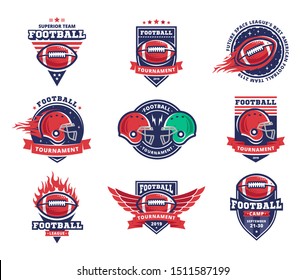 American football logo, emblem collections, designs templates on a white background