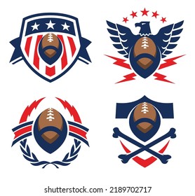 American football logo icon emblems set