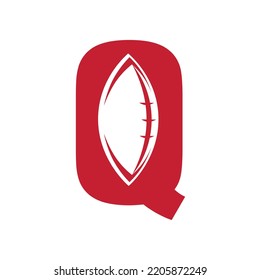 AMERICAN FOOTBALL LOGO WITH LETTER Q, RUGBY LOGO.