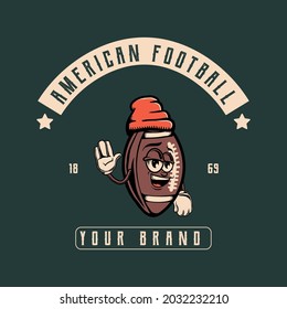 mascota del logo de fútbol americano pose a mano dibujar ilustración vintage estilo vintage