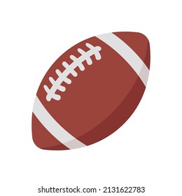 American football logo. Simple icon of leather rugby ball in color with shadow isolated on white background. Vector illustration