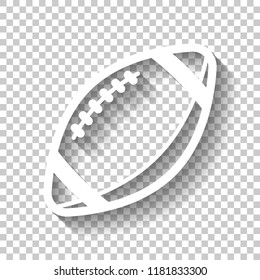 American Football logo. Simple rugby ball icon. White icon with shadow on transparent background