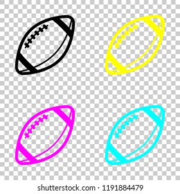American Football logo. Simple rugby ball icon. Colored set of cmyk icons on transparent background
