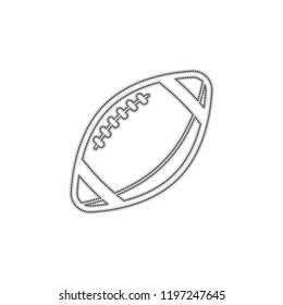 American Football logo. Simple rugby ball icon. Dotted outline silhouette with shadow on white background