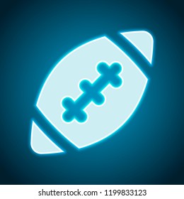 American Football logo. Simple rugby ball icon. Neon style. Light decoration icon. Bright electric symbol
