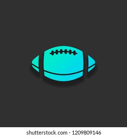 American Football logo. Simple rugby ball icon. Colorful logo concept with soft shadow on dark background. Icon color of azure ocean