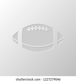 American Football logo. Simple rugby ball icon. Paper design. Cutted symbol. Pitted style