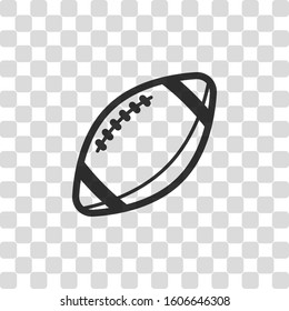 American Football logo. Simple rugby ball icon. Black symbol on transparency grid