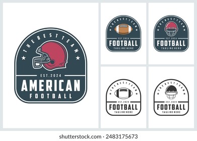 Logotipo de la Plantilla del logotipo del fútbol americano estilo emblema. Ilustración vectorial de emblema de fútbol americano, diseño de logotipo de fútbol americano