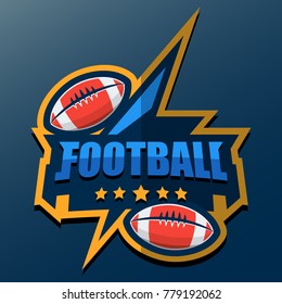 American Football Logo Template. Vector College Logos Illustration