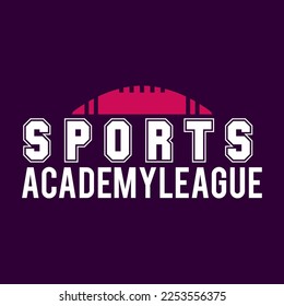 American football logo template-academy league. Rugby badge graphics isolated on dark background. Sports label design. Stock vector illustration