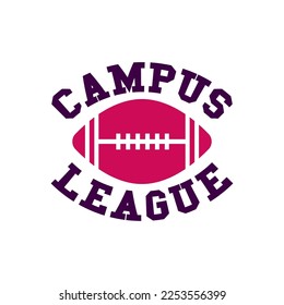 American football logo template-campus league. Rugby badge graphics isolated on white background. Sports label design. Stock vector illustration
