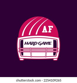 American football logo template-hard game. Rugby badge graphics. Sports label design. Stock vector illustration isolated on dark background