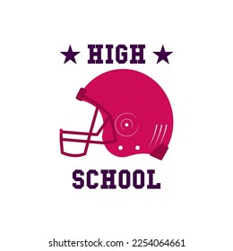 American football logo template-high school. Rugby badge graphics isolated on white background. Sports label design. Stock vector illustration