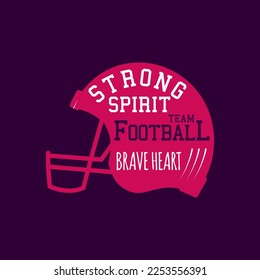 American football logo template-strong spirit. Rugby badge graphics. Sports label design. Stock vector illustration isolated on dark background