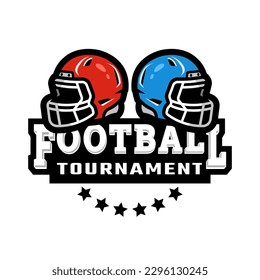 American football logo, with two helmets.